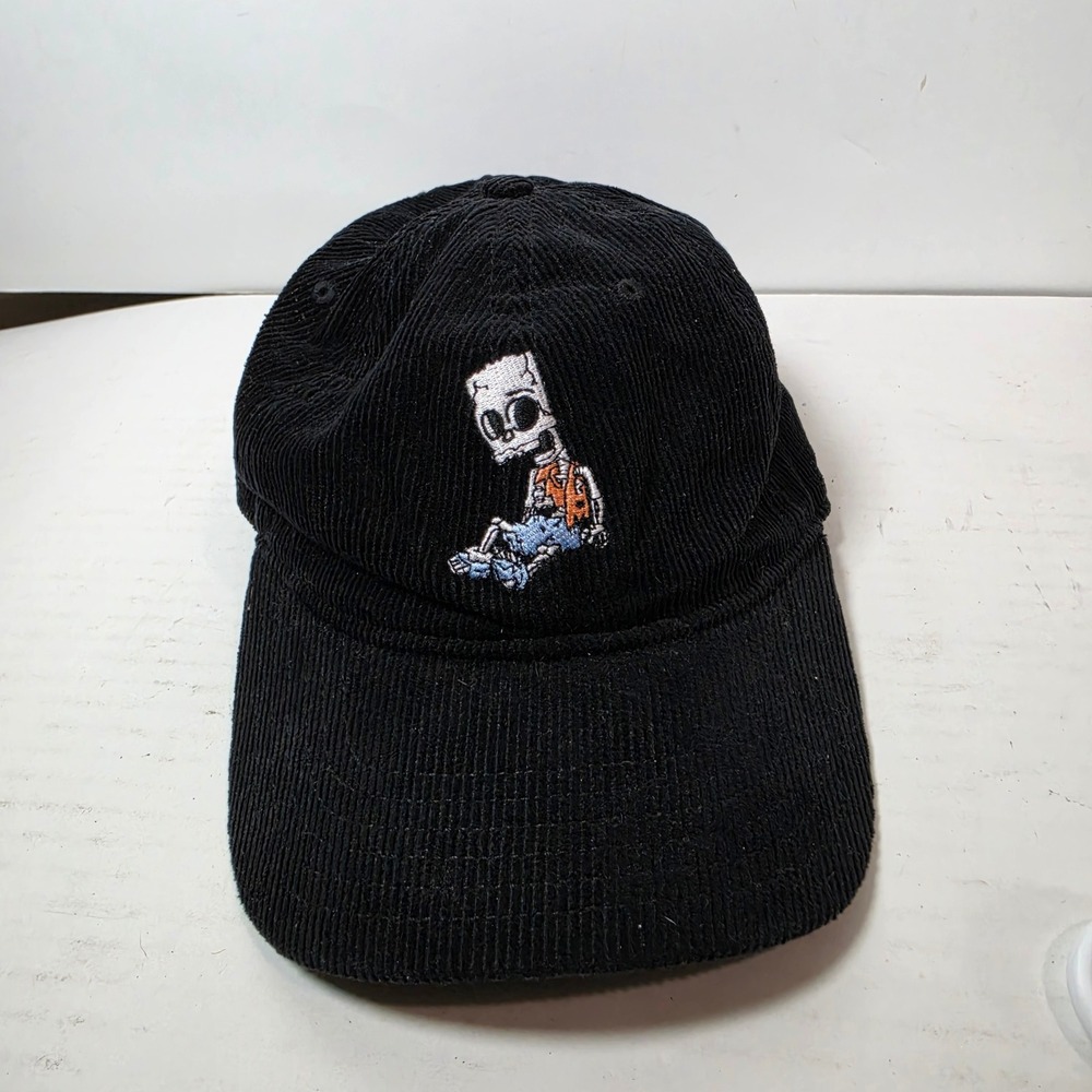 Mad Engine The Simpsons Bart Simpson Skeleton Corduroy Hat Black Adjustable‎ Cap